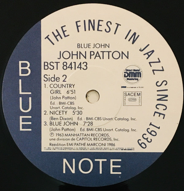 John Patton : Blue John (LP, Album, DMM)