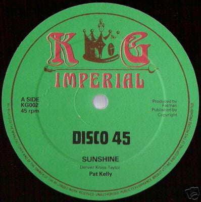 Pat Kelly : Sunshine (12")