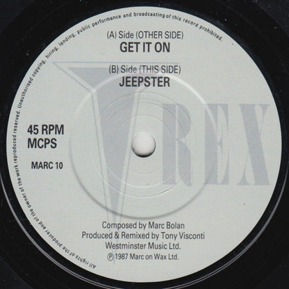 T. Rex : Get It On (Tony Visconti 87 Remix) (7", Single)