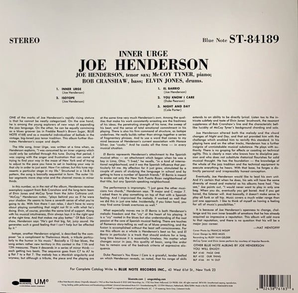 Joe Henderson : Inner Urge (LP, Album, RE, 180)