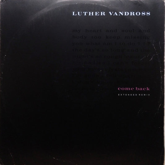 Luther Vandross : Come Back (12")