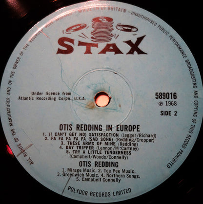 Otis Redding : Otis Redding In Europe (LP, Album, Mono)