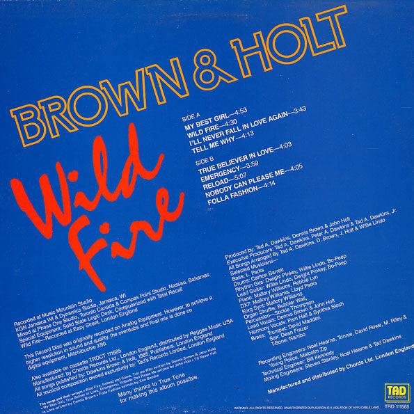 Dennis Brown & John Holt : Wild Fire (LP, Album)