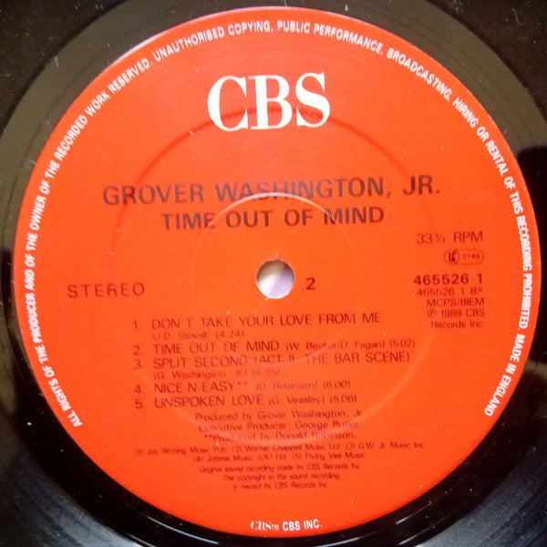 Grover Washington, Jr. : Time Out Of Mind (LP)