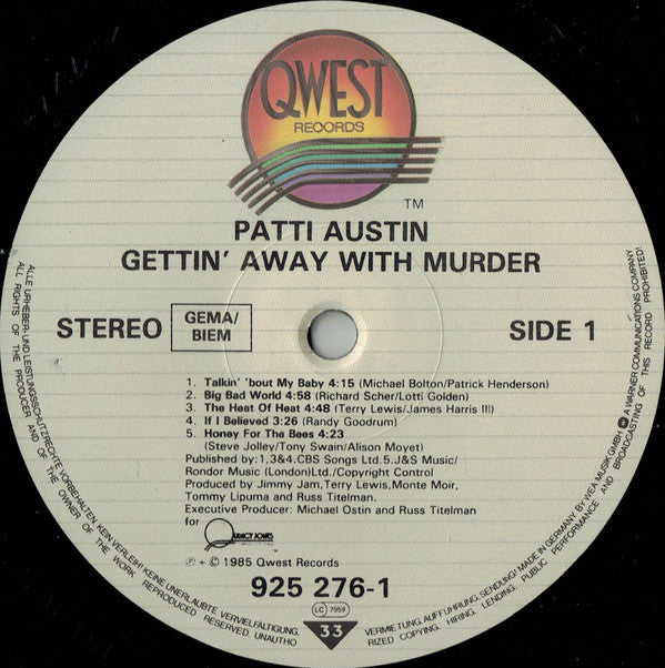 Patti Austin : Gettin' Away With Murder (LP, Album)