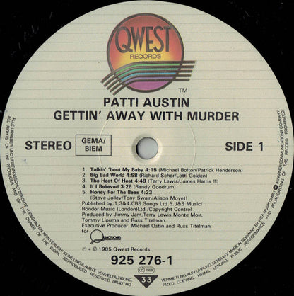 Patti Austin : Gettin' Away With Murder (LP, Album)