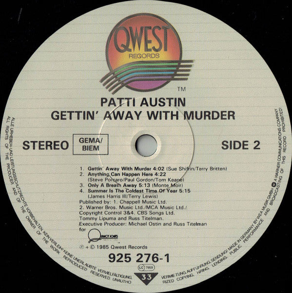 Patti Austin : Gettin' Away With Murder (LP, Album)