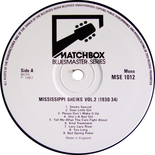 Mississippi Sheiks : Mississippi Sheiks Volume 2 1930-1934: Mostly New To LP (LP, Comp, Mono, RM)