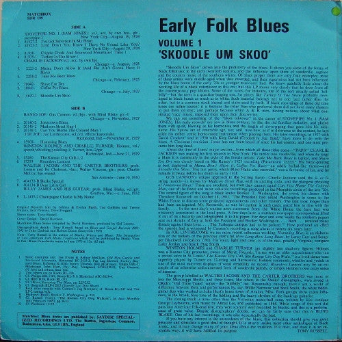 Various : Skoodle Um Skoo: Early Folk Blues Volume 1 (LP, Comp)