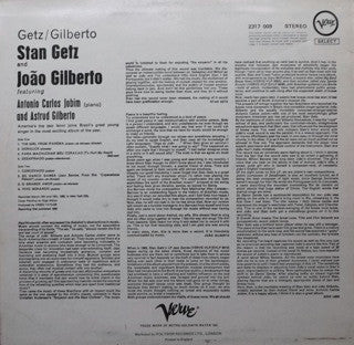 Stan Getz / João Gilberto : Getz / Gilberto (LP, Album, RP)