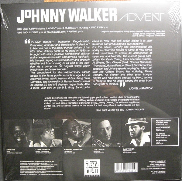 Johnny Walker (4) : Advent (LP, Album, RE)