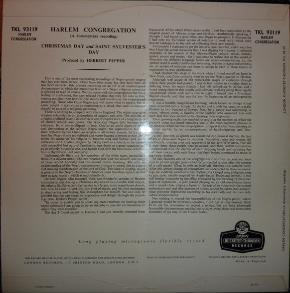 Unknown Artist : Harlem Congregation (A Documentary Recording) (LP)