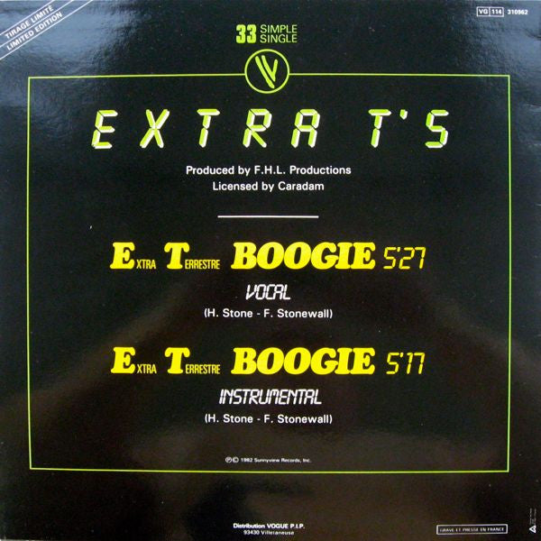 Extra T's : Extra Terrestre Boogie (12", Single, Ltd)