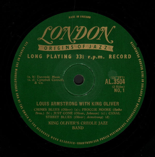 King Oliver's Creole Jazz Band : Louis Armstrong With King Oliver (10", Comp)