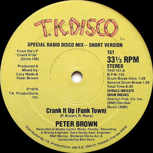 Peter Brown (2) : Crank It Up (Funk Town) (12")