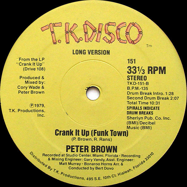 Peter Brown (2) : Crank It Up (Funk Town) (12")