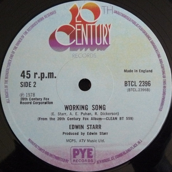 Edwin Starr : Contact / Working Song (12", Ltd, Red)