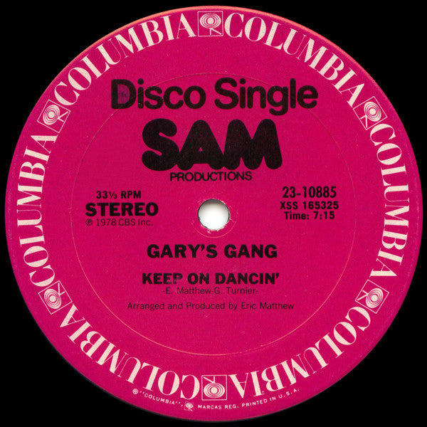 Gary's Gang : Keep On Dancin' / Do It At The Disco (12", Single)