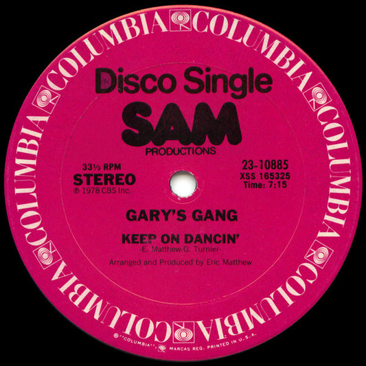 Gary's Gang : Keep On Dancin' / Do It At The Disco (12", Single)