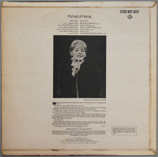 Petula Clark : Portrait Of Petula (LP, Album)