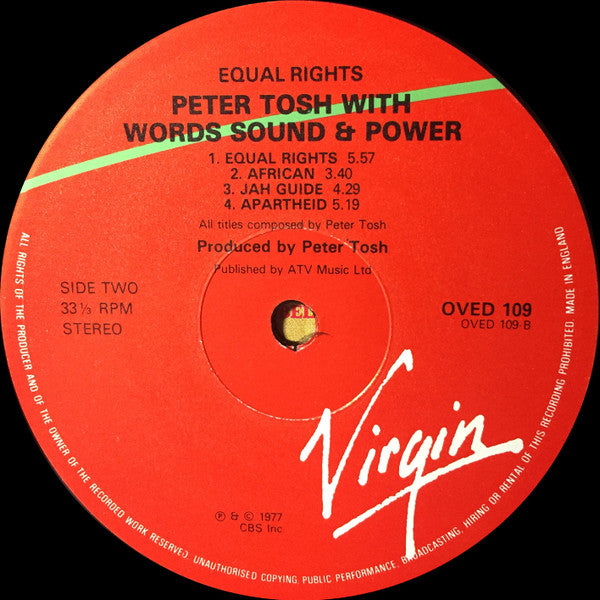 Peter Tosh With Word, Sound And Power : Equal Rights (LP, Album)