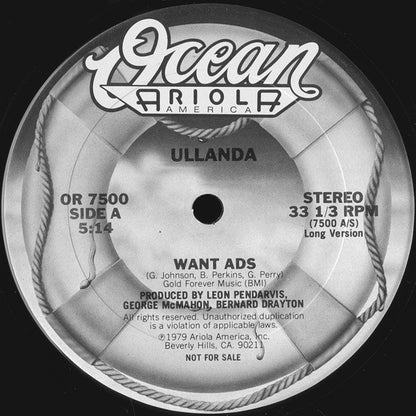 Ullanda McCullough : Want Ads (12", Promo)