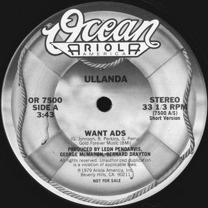 Ullanda McCullough : Want Ads (12", Promo)