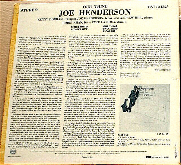 Joe Henderson : Our Thing (LP, Album, RE, DMM)