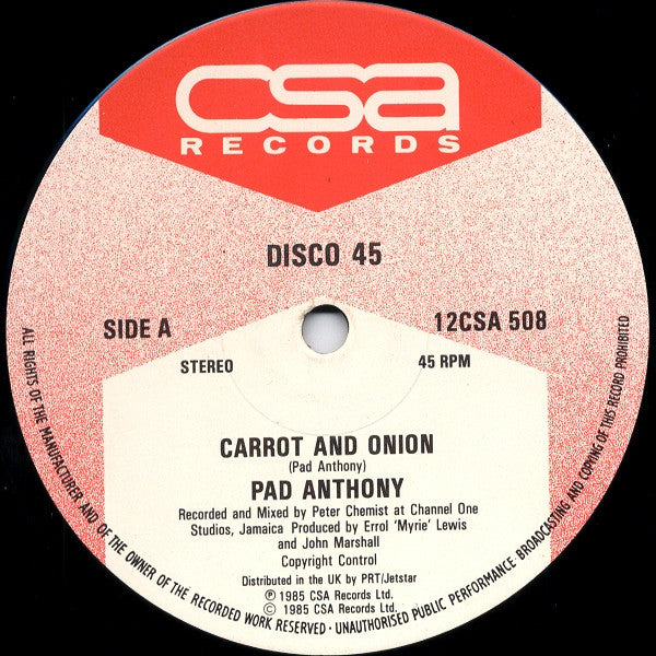 Pad Anthony / King Everald : Carrot And Onion / Ebony Eyes (12")