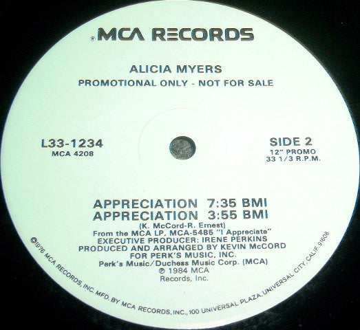 Alicia Myers : Just Can't Stay Away / Appreciation (12", Promo)