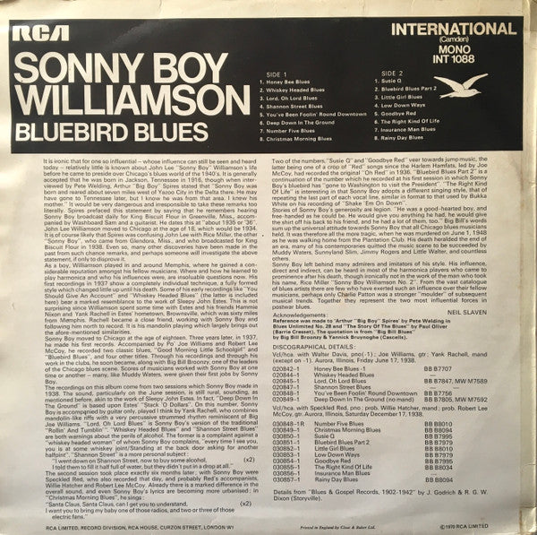 Sonny Boy Williamson : Bluebird Blues (LP, Comp, Mono)