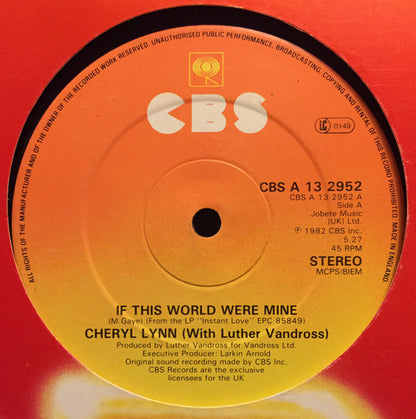 Cheryl Lynn With Luther Vandross : If This World Were Mine (12", Single)