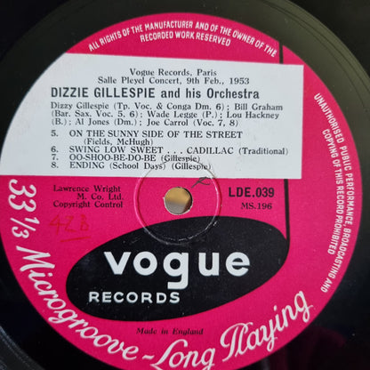 Dizzy Gillespie And His Orchestra : The Fabulous Dizzy Gillespie Pleyel Jazz Concert Vol. 2  (10")