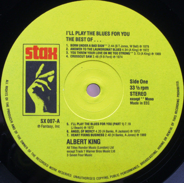 Albert King : I'll Play The Blues For You, The Best Of (LP, Comp, Mono)