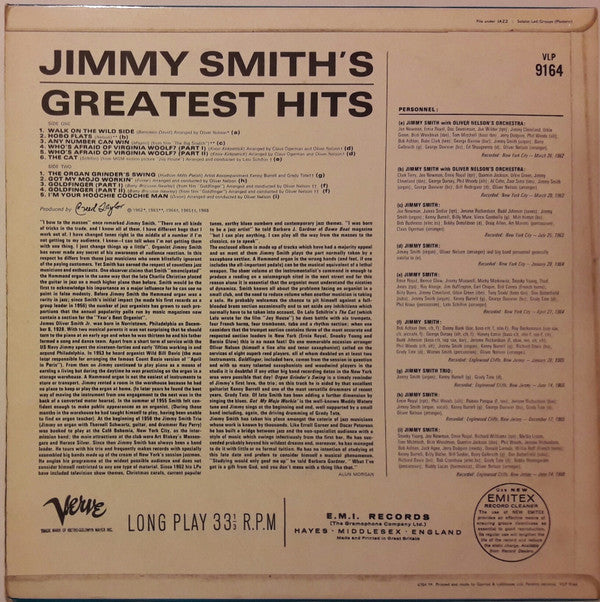 Jimmy Smith : Jimmy Smith's Greatest Hits (LP, Comp, Mono)