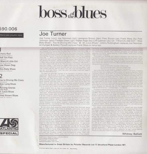 Big Joe Turner : Boss Of The Blues (LP, Album, RE)