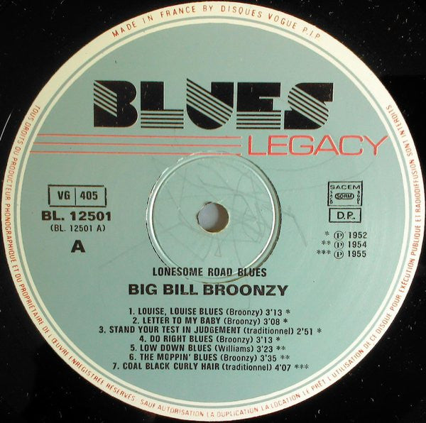 Big Bill Broonzy : Lonesome Road Blues (LP, Album)