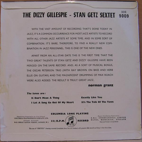 Dizzy Gillespie - Stan Getz Sextet : The Dizzy Gillespie - Stan Getz Sextet (10", Album, Mono)