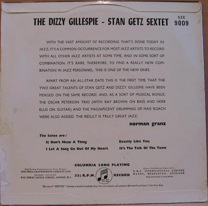 Dizzy Gillespie - Stan Getz Sextet : The Dizzy Gillespie - Stan Getz Sextet (10", Album, Mono)