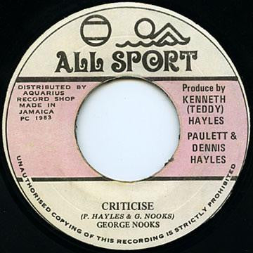 George Nooks : Criticise (7")