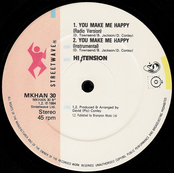 Hi-Tension : You Make Me Happy (12", Single)