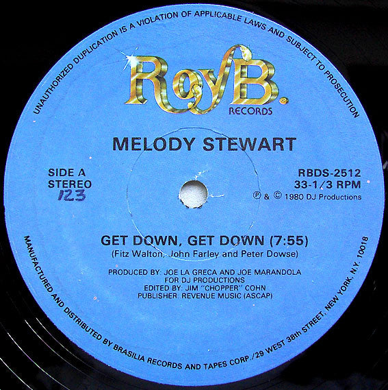 Melody Stewart : Get Down, Get Down / Action Satisfaction (12")