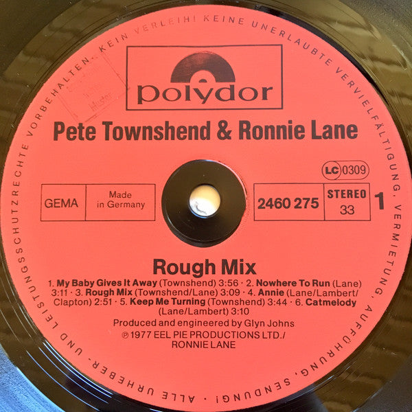 Pete Townshend • Ronnie Lane : Rough Mix (LP, Album, Gat)