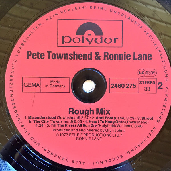 Pete Townshend • Ronnie Lane : Rough Mix (LP, Album, Gat)