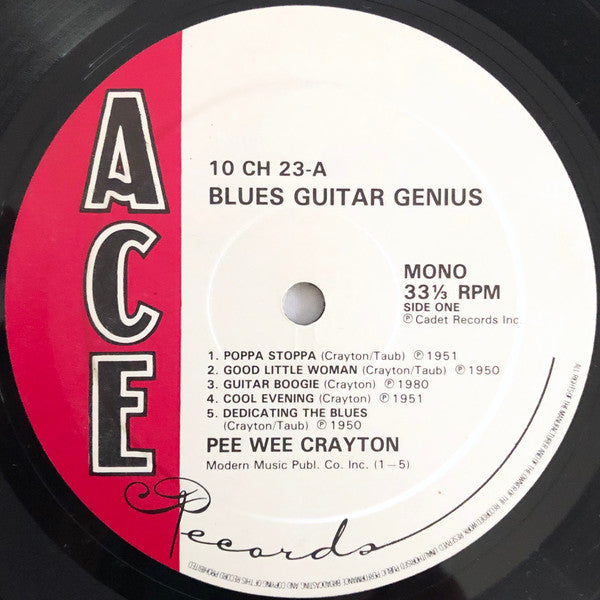 Pee Wee Crayton : Blues Guitar Genius - Volume 1 (10", Comp, Mono)