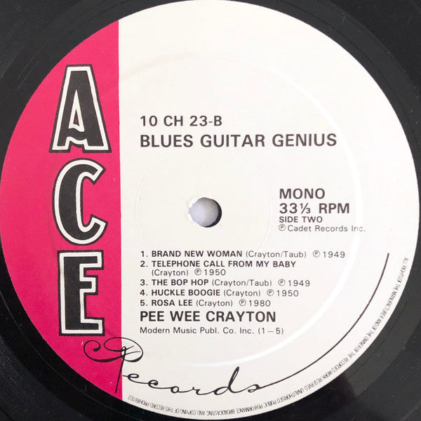 Pee Wee Crayton : Blues Guitar Genius - Volume 1 (10", Comp, Mono)