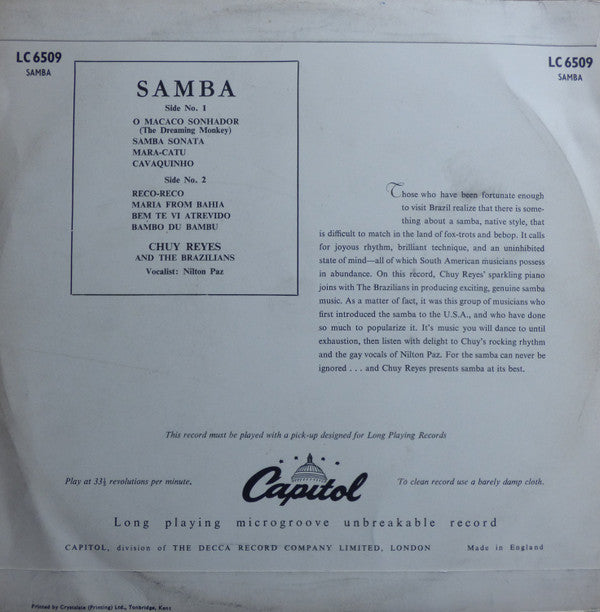 Chuy Reyes And The Brazilians : Samba (10")