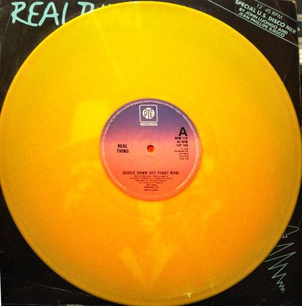 The Real Thing : Boogie Down (Get Funky Now) (Special U.S. Disco Mix) (12", Single, Yel)