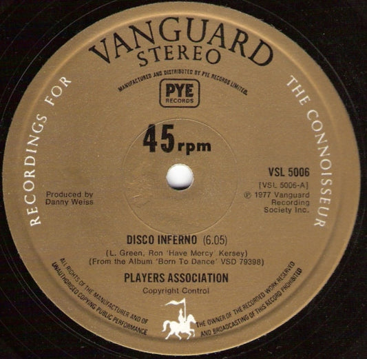 The Players Association : Disco Inferno /  I Like It (12", Ltd)