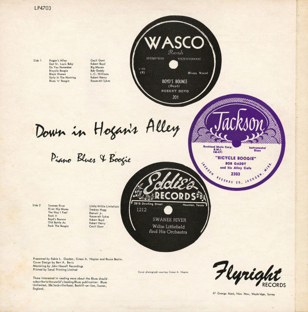 Various : Down In Hogan's Alley: Piano Blues & Boogie (LP, Comp)